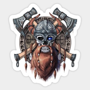 Viking Warrior Skull Sticker